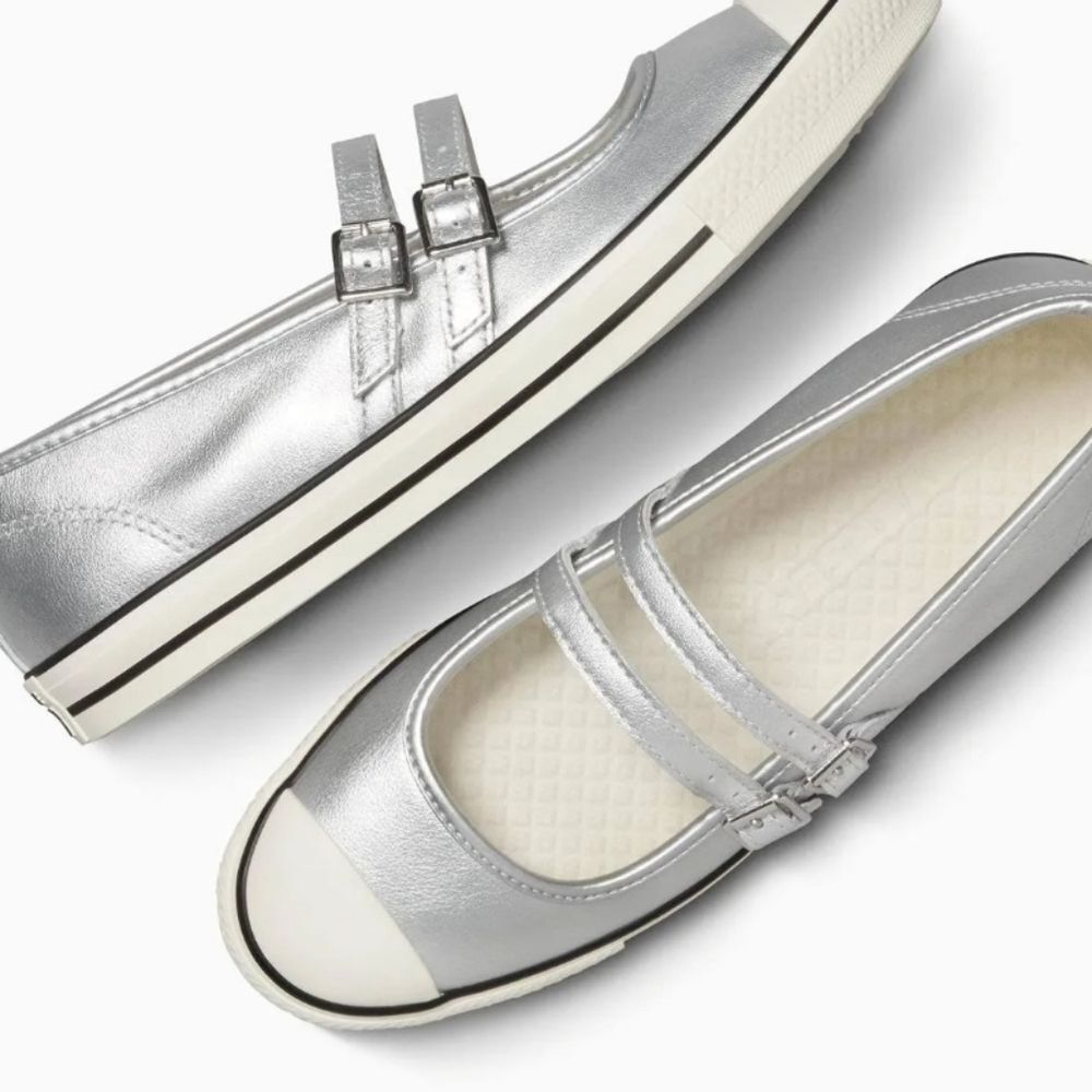 Converse All Star Mary Jane Low Sneakers- Metallic Silver